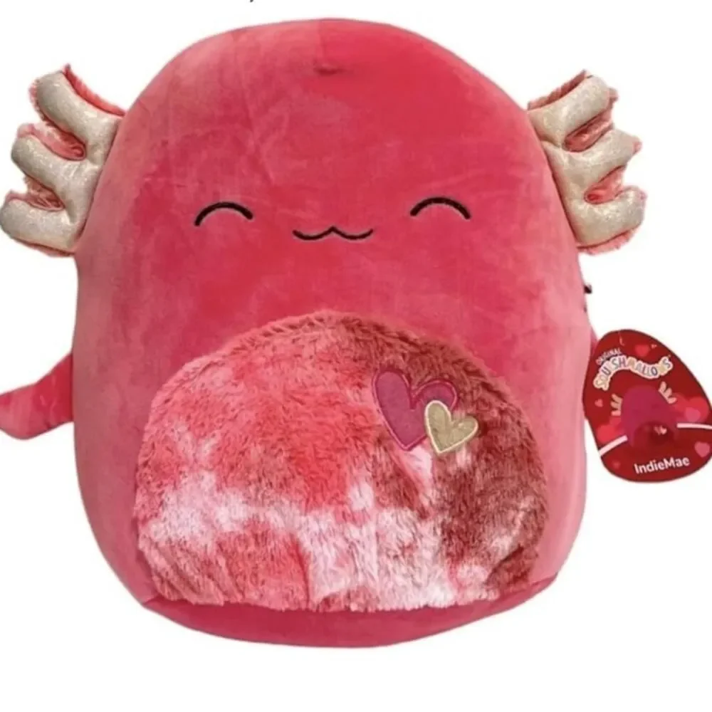 Squishmallows IndieMae Axolotl Plush Pink Valentines 12” 2024 Valentines Squad